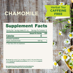 Supplement facts, serving size 1 tea bag. Orgnanic chamomile flower