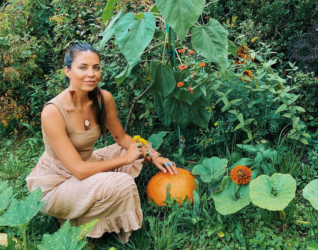 Dr. Jacqui Wilkins with pumpkins