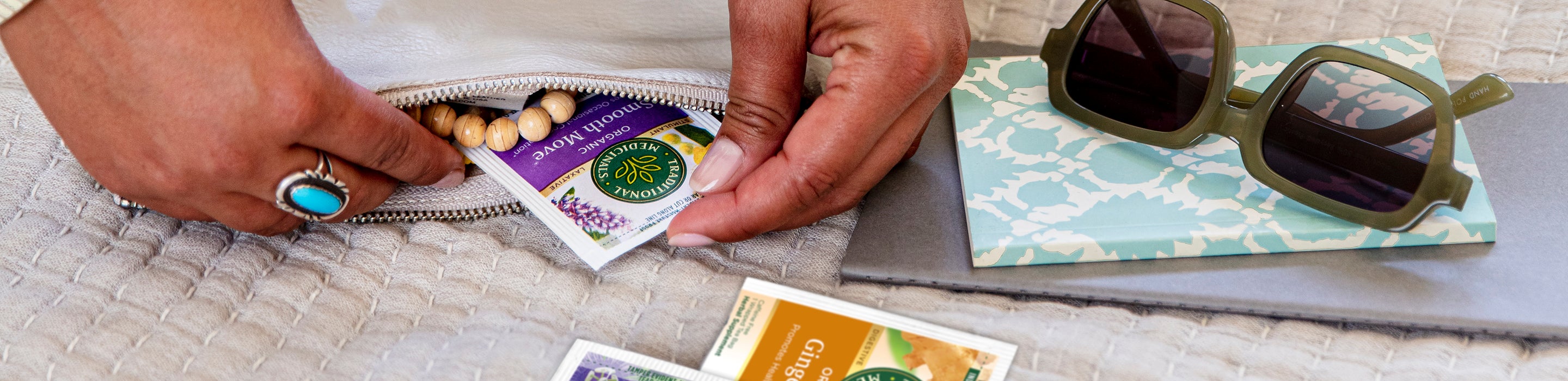 Packing various Traditional Medicinals tea overwraps