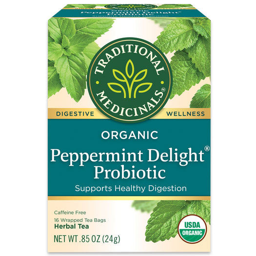 Peppermint Delight probiotic tea box