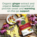 organic ginger extract and organic lemon essential oil provide sweet and warming on the go support