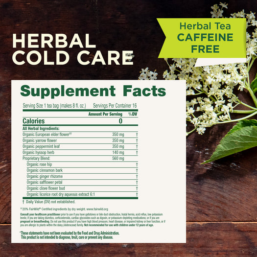 Herbal cold care. consult your doctor prior to use if you have gallstones or bile duct distruction, hiatial herria, acid reflux, low potassium levels. if you are taking diuretics. Not recommended for use with children under 12 years of age.