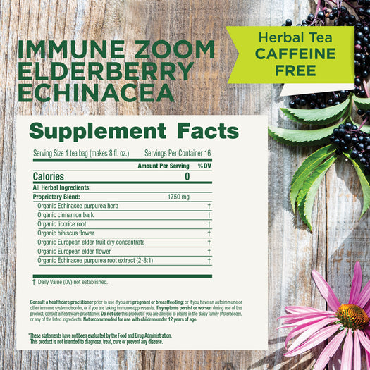 immune zoom elderberry enchinanea supplement facts. Consult your healthcare practitioner  prior to use if you are currently taking medications for hormone replacement therapy, or if you are pregnant or breastfeeding.