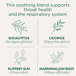 this soothing blend supports throat health and the respiratory system.