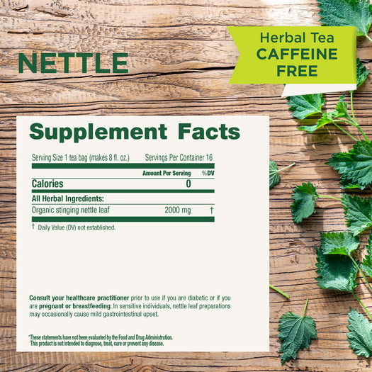 Nettle supplement facts panel. Consult your doctor prior to use if you are pregnant or breastfeeding.