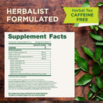 herbalist formulated supplement facts. 16 servings per container. Proprietary blend: 1500 mg . Do not use if you have hight blood pressure, heart disease, or impaired kidney, or liver function. Do not use if you have known allergies to plants of the parsley family. Not recommended for use with children under 12 years of age.