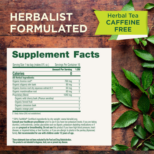 Herbalist Formulated. Herbal Tea Caffeine Free. Supplement Facts.