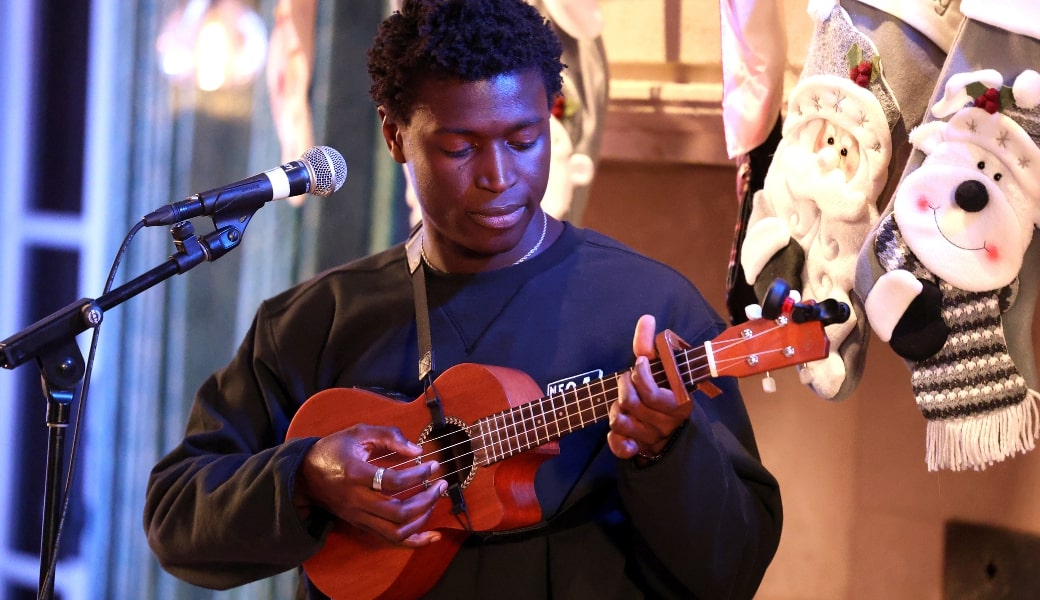 Mon RovÎa performs during The Environmental Media Association Board Holiday Season Sustainability.