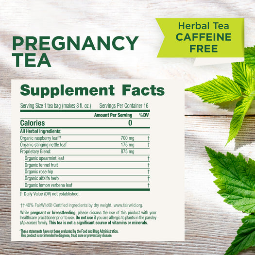 pregnancy tea supplement facts  Do not use if you have known allergies to plants of the parsley family. Consult your doctor prior to use if you are pregnant or breastfeeding.