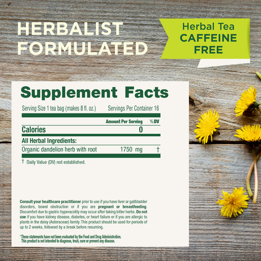 Herbalist Formulated. Herbal Tea Caffeine Free. Supplement Facts.