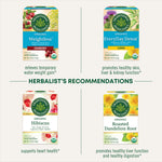 Herbalist's Recommendations. Weightless Cranberry relieves temporary water weight gain. EveryDay Detox Lemon promotes healthy skin liver & kidney function. Hibiscus supports heart health. Roasted Dandelion Root promotes healthy liver function and healthy digestion.