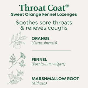 Throat coat sweet orange fennel lozenges. Soothes sore throats & relieves coughs