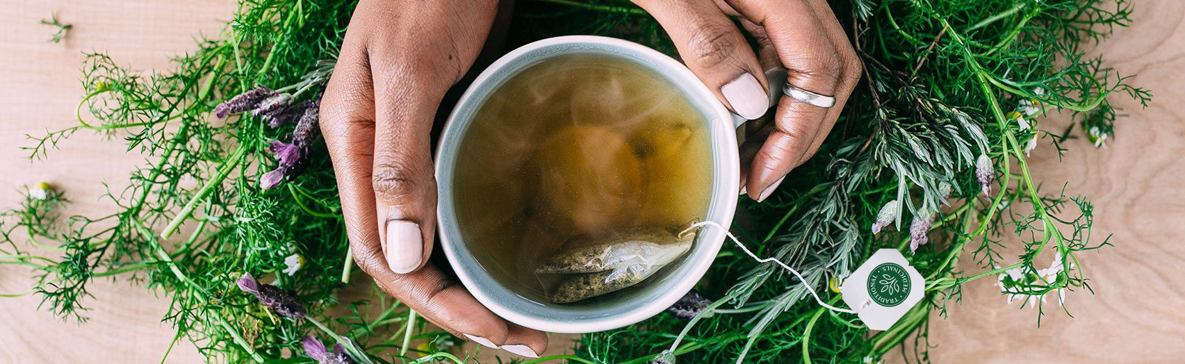 Organic Chamomile Lavender Tea Brewing In Cup