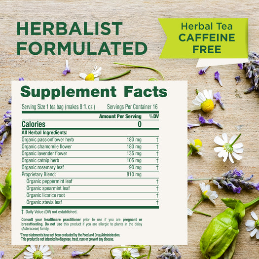 Herbalist Formulated. Herbal Tea Caffeine Free. Supplement Facts.